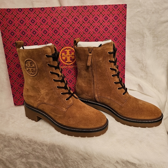 📢SALE 0342 NEW! TORY BURCH Boots Miller 50 mm Lug Sole Bootie Sensory MFO-Suede - Picture 2 of 15
